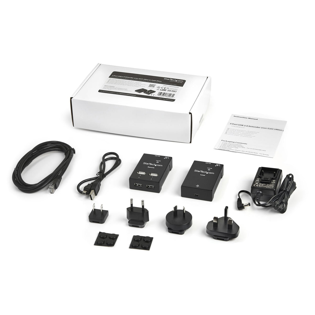 StarTech.com 4-Port USB 2.0-Over-Cat5-or-Cat6 Extender - 130ft (40m) - TAA