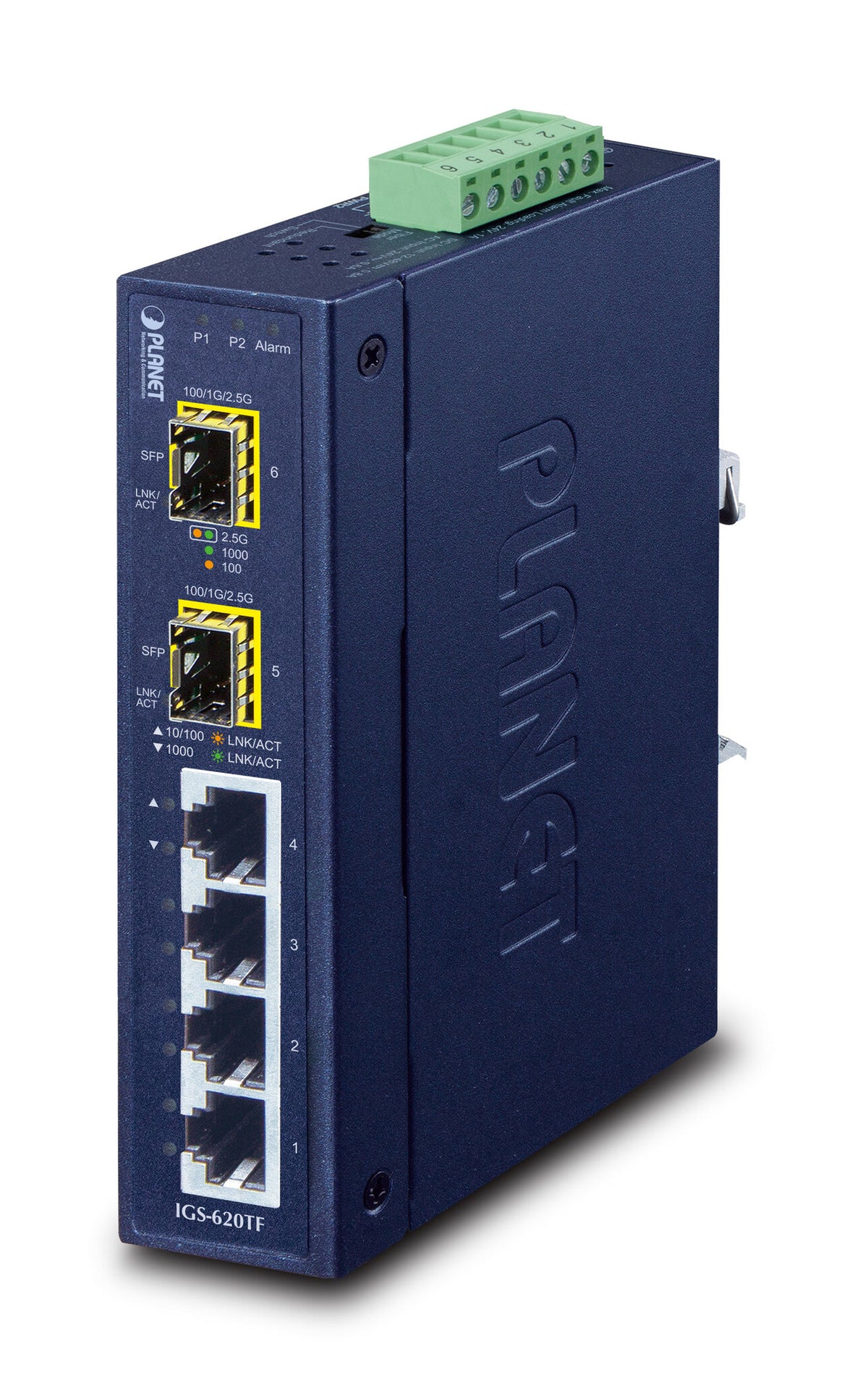 PLANET IGS-620TF network switch, Unmanaged, 4-port, blue