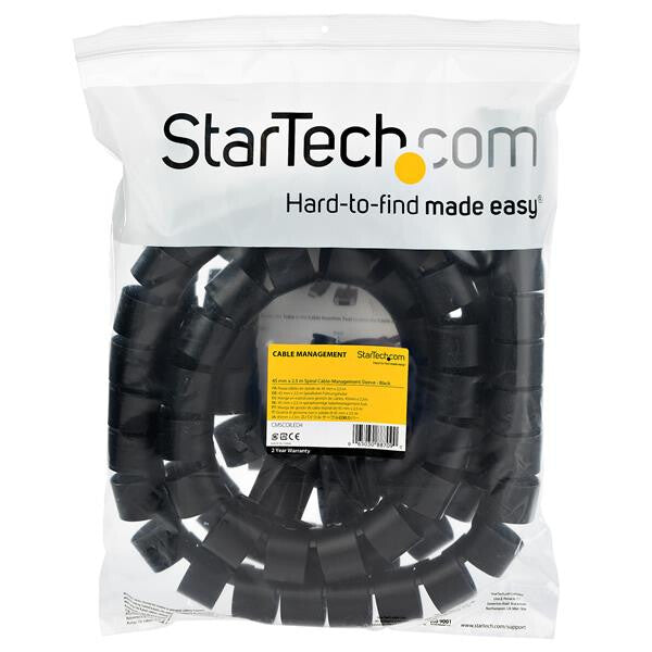 StarTech.com 2.5 m (8.2 ft.) Cable-Management Sleeve - Spiral - 45 mm (1.8 in.) Diameter