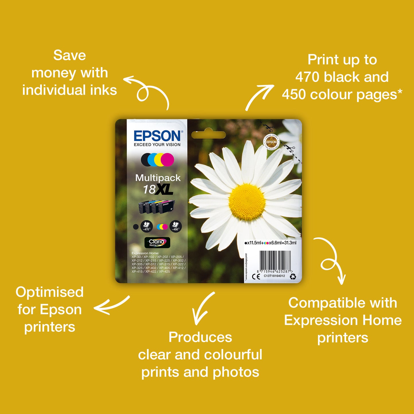 Epson Daisy 18XL Claria Home Single Cyan Ink