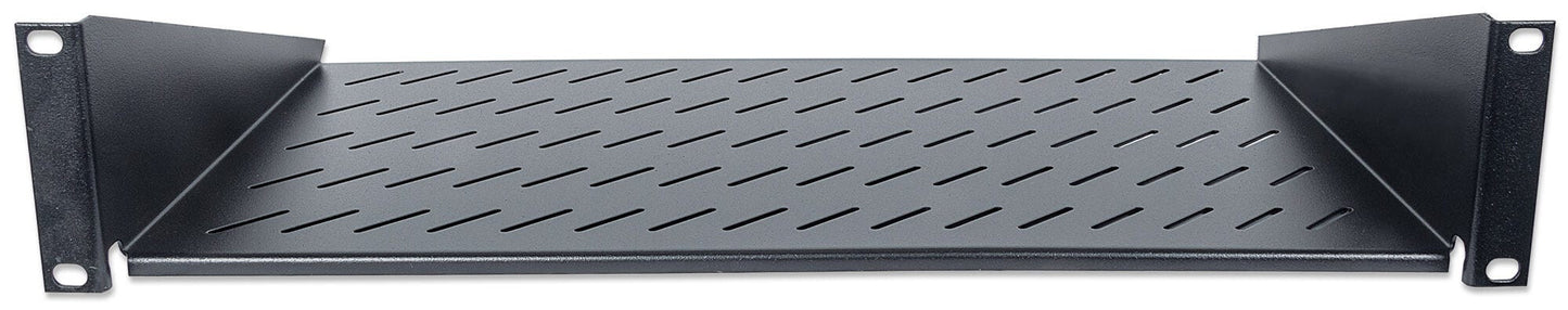 Intellinet 19" Cantilever Shelf, 2U, 2-Point Front Mount, 250mm Depth, Max 25kg, Black, Three Year Warranty