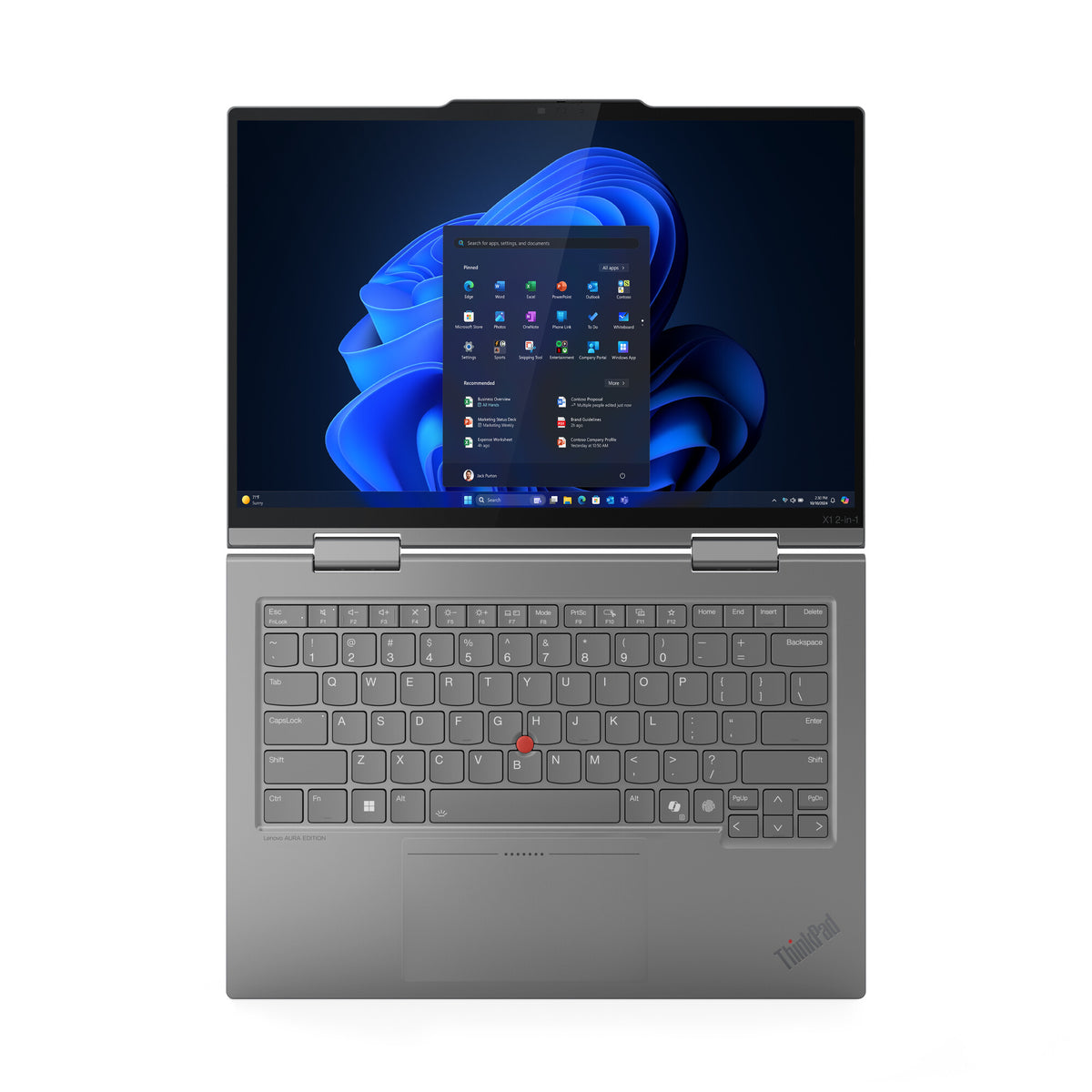 Lenovo ThinkPad X1 2-in-1 Gen 10 Aura Edition Copilot+ PC Intel Core Ultra 7 258V Hybrid (2-in-1) 35.6 cm (14") Touchscreen WUXGA 32 GB LPDDR5x-SDRAM 1 TB SSD Wi-Fi 7 (802.11be) Windows 11 Pro UK English Grey