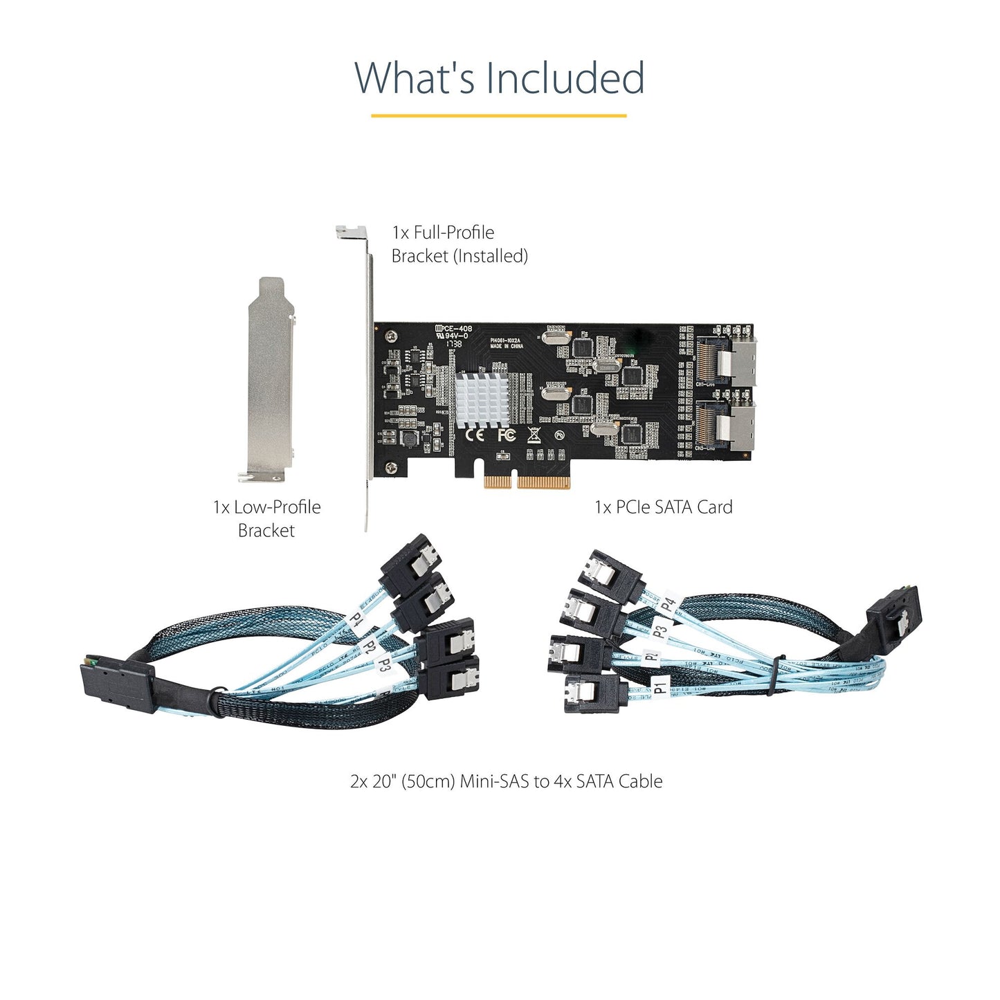 StarTech.com 8 Port SATA PCIe Card - PCI Express 6Gbps SATA Expansion Adapter Card with 4 Host Controllers - SATA PCIe Controller Card - PCI-e x4 Gen 2 to SATA III - SATA HDD/SSD