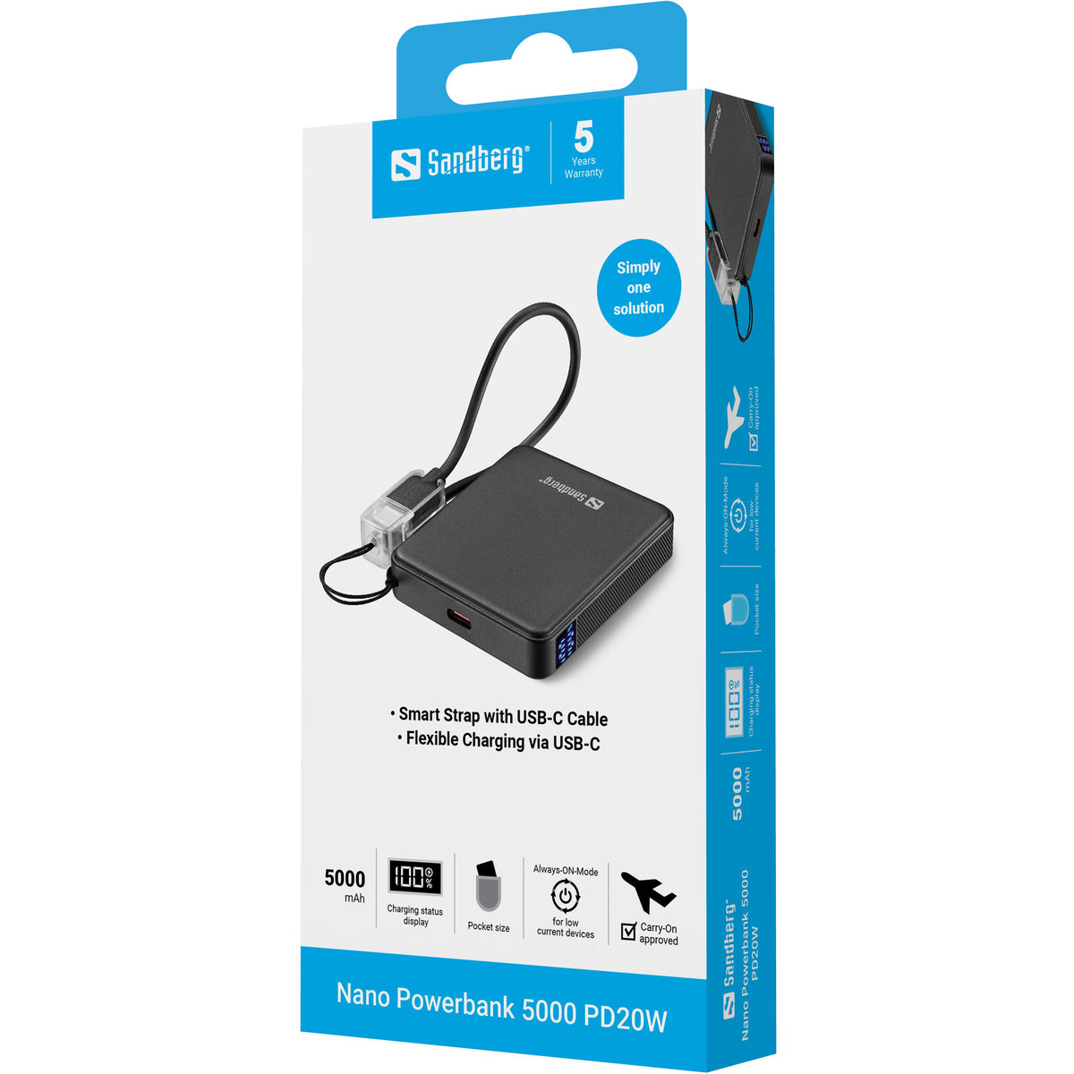 Sandberg Nano Powerbank 5000 PD20W