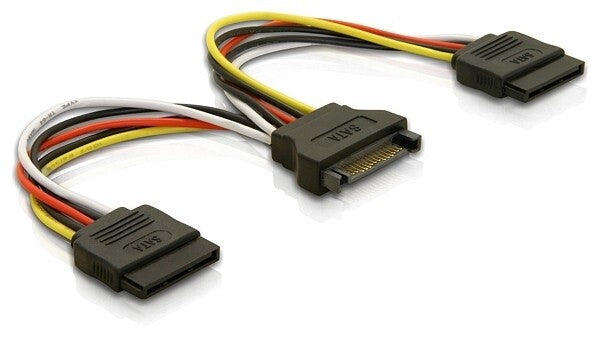 DeLOCK Cable Power SATA 15pin > 2x SATA HDD – straight 0.15 m