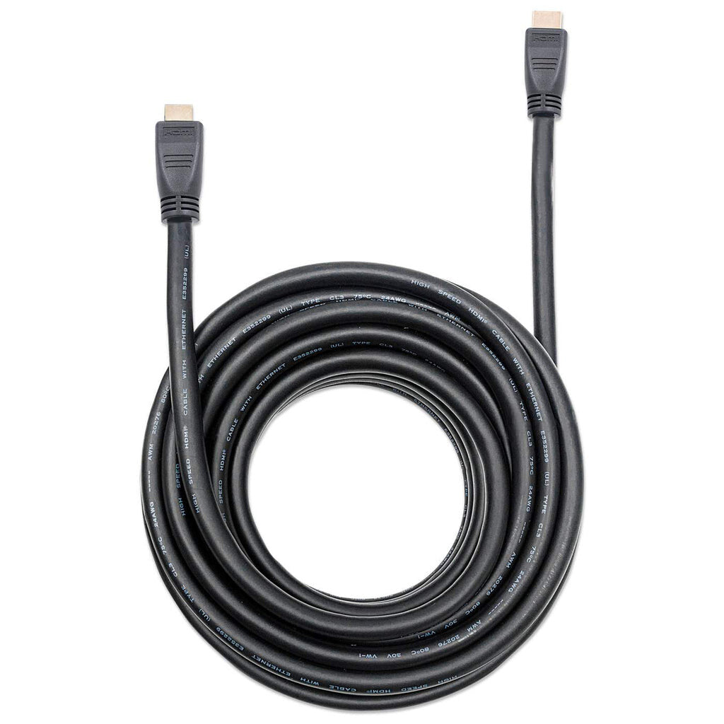 Manhattan HDMI 4K@60Hz Cable with Ethernet, CL3 In-Wall Rated, 10m, Suitable for ALL 4K & 1080p/HD Uses, Black, Premium High Speed, Lifetime Warranty, Same 4K@60Hz Performance as HD2MM10MA (CL2 Rated)