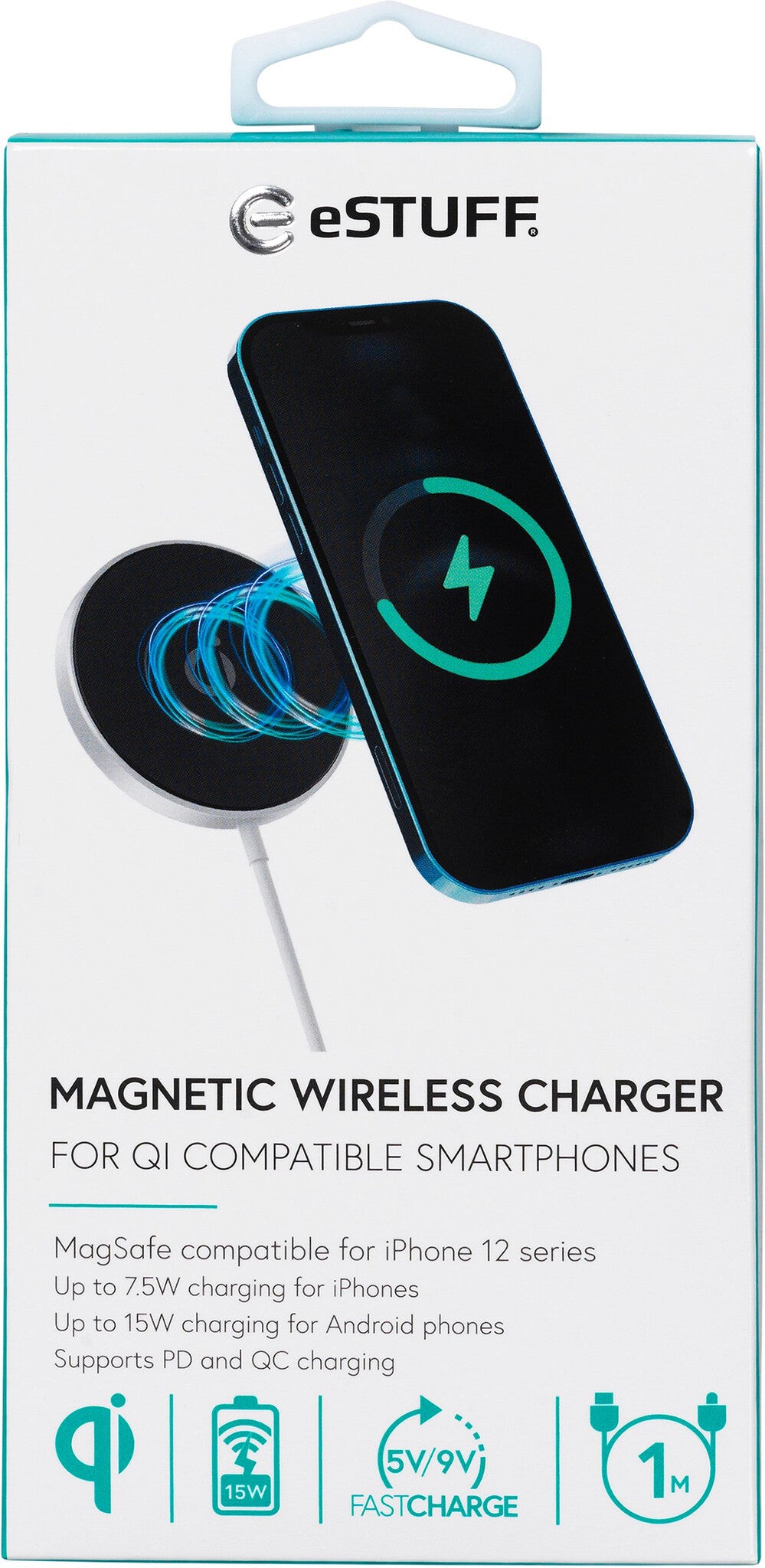 eSTUFF ES638100 mobile device charger Smartphone Aluminium AC Wireless charging Fast charging Indoor