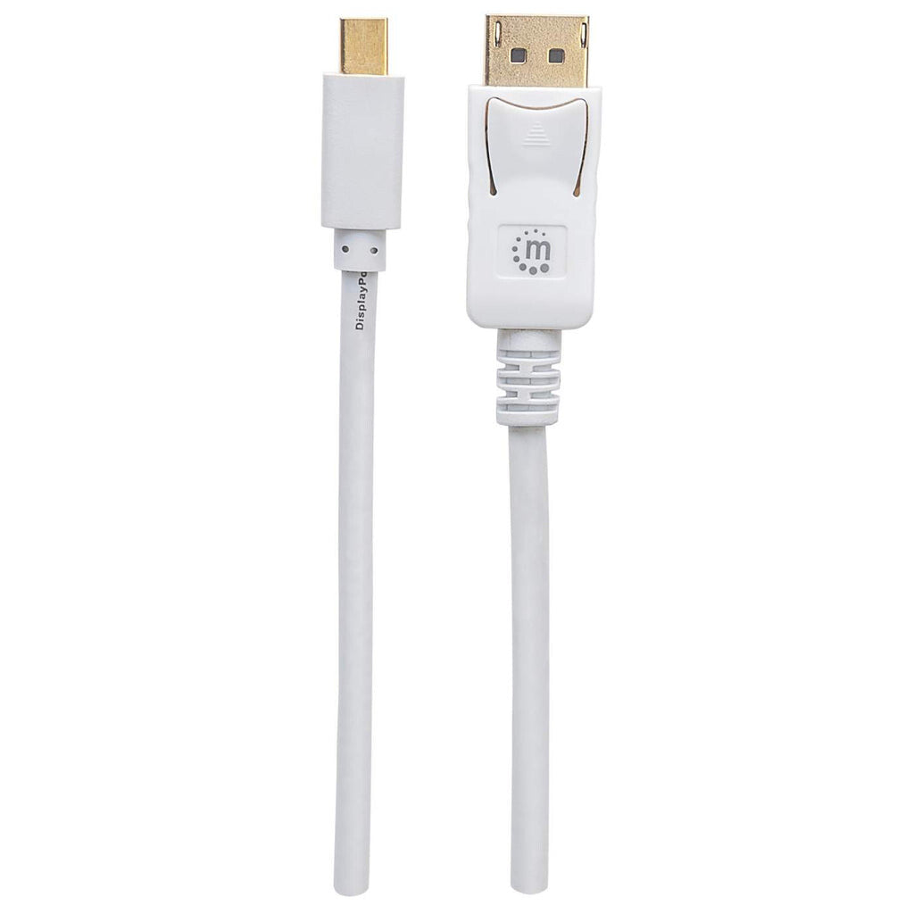 Manhattan Mini DisplayPort 1.2 to DisplayPort Cable, 4K@60Hz, 2m, Male to Male, White, Lifetime Warranty, Equivalent to MDP2DPMM2MW