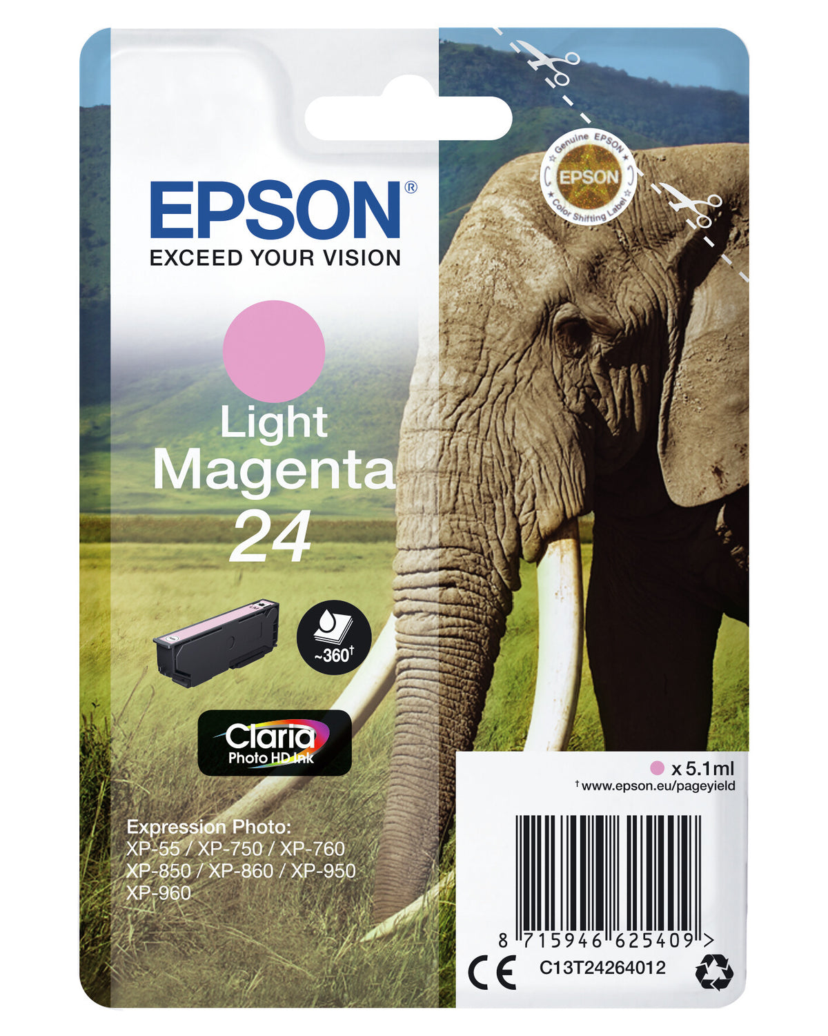 Epson Elephant 24 Claria Photo HD Single Light Magenta Ink