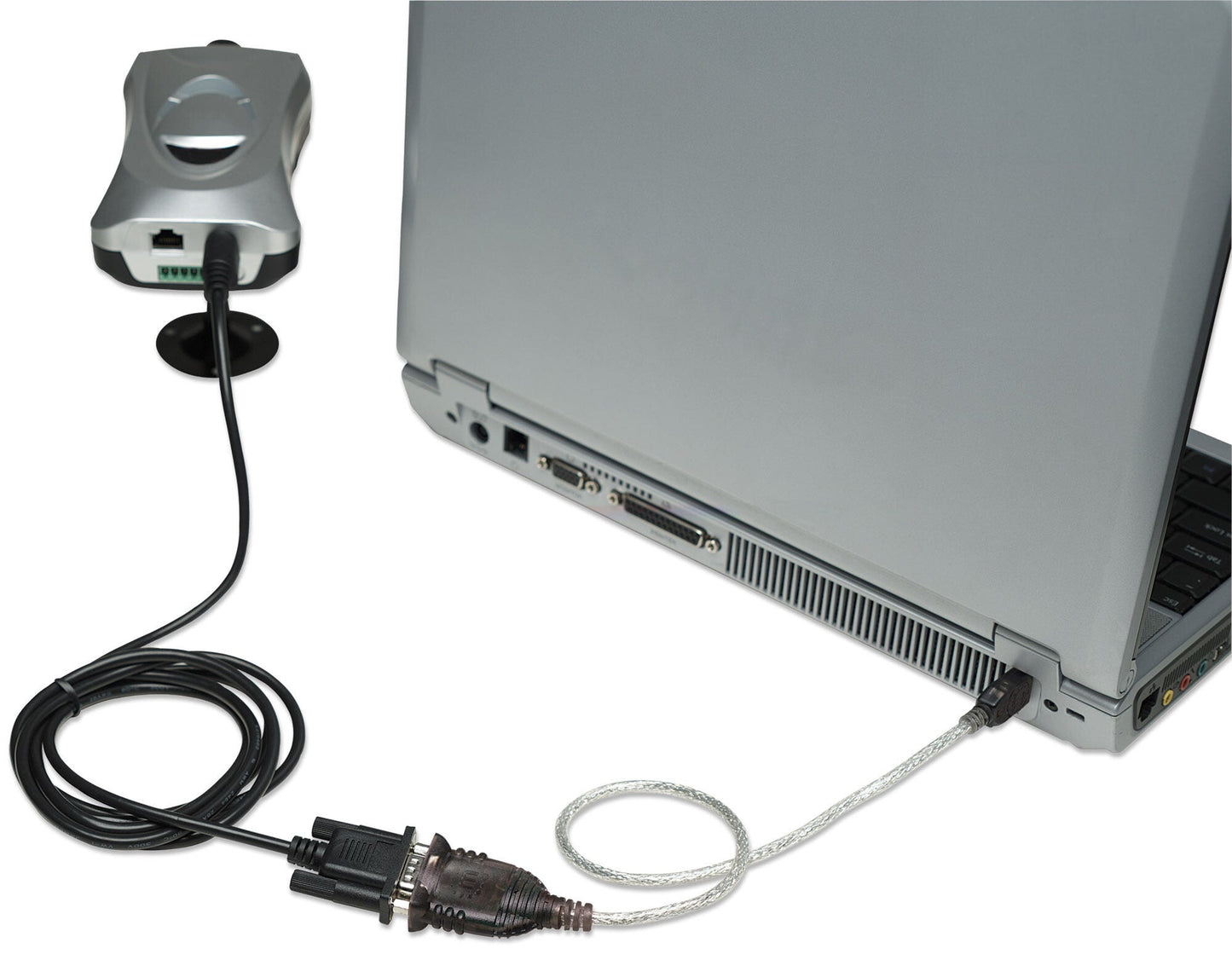 Manhattan USB-A to Serial Converter cable, 45cm, Male to Male, Serial/RS232/COM/DB9, FTDI FT232RL Chip, Windows 11 compatible (plus previous o/s), Black/Silver cable, Three Years Warranty, Equivalent to ICUSB2321F.