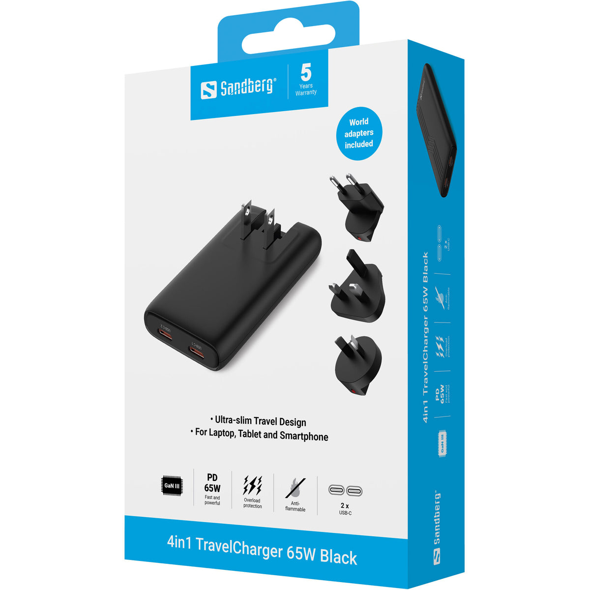 Sandberg 4in1 TravelCharger 65W Black