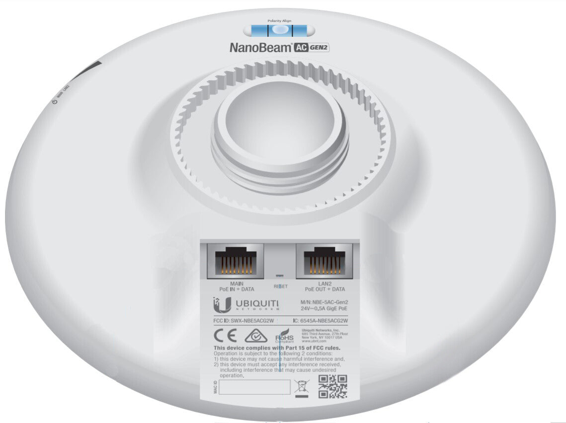 Ubiquiti NanoBeam 5AC Gen 2 Network bridge 450 Mbit/s White