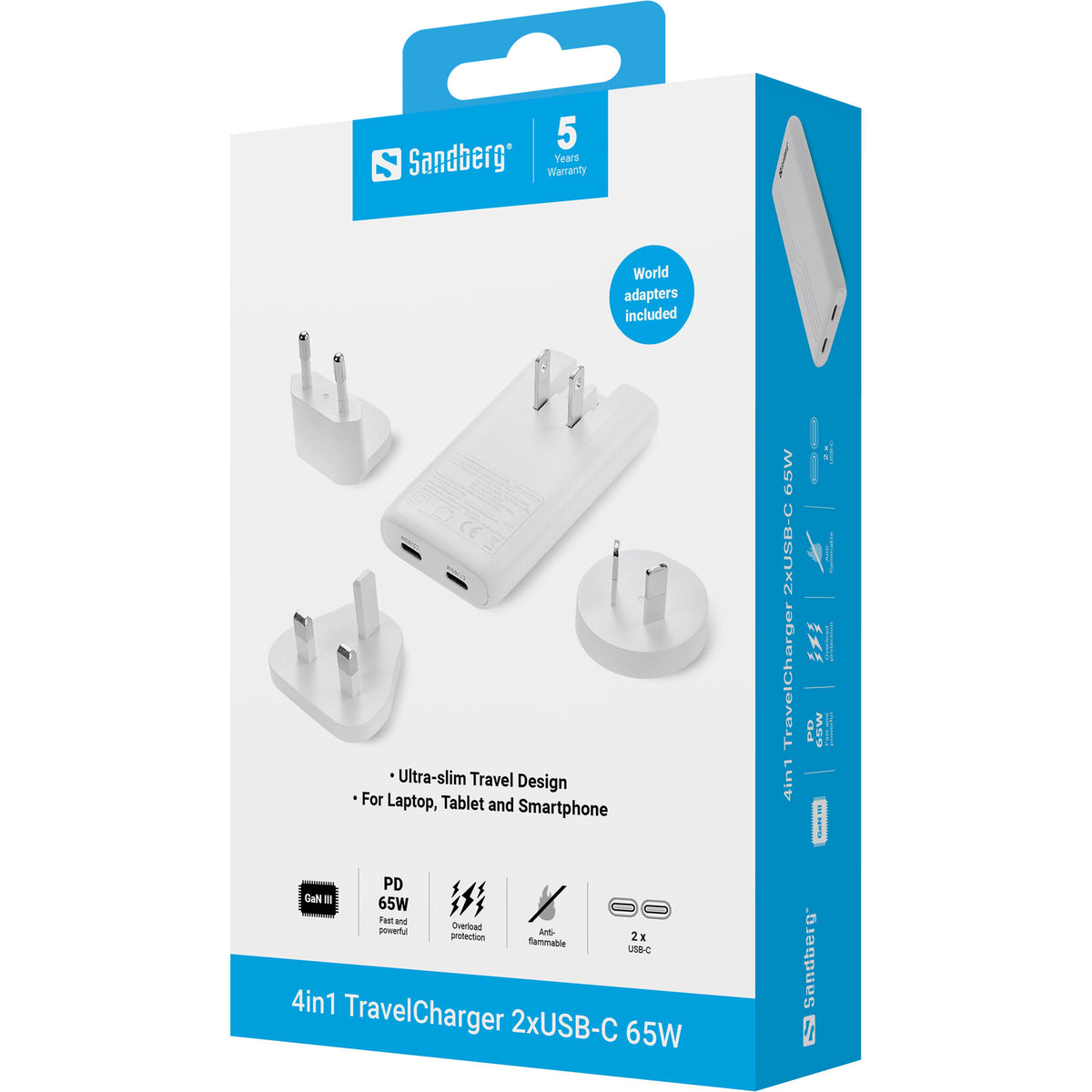 Sandberg 4in1 TravelCharger 65W White