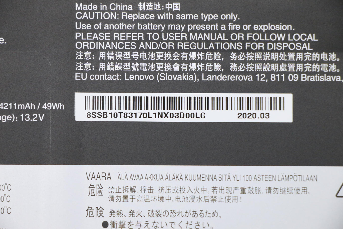 Lenovo 5B10W13927 laptop spare part Battery