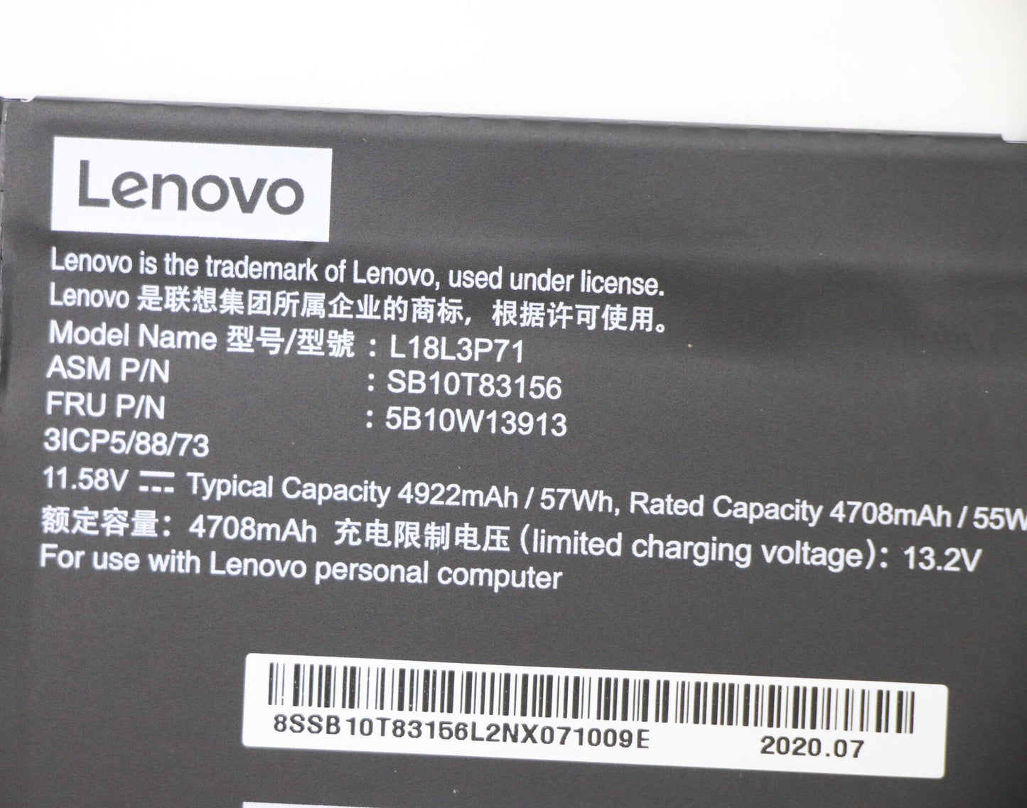Lenovo 5B10W13913 laptop spare part Battery