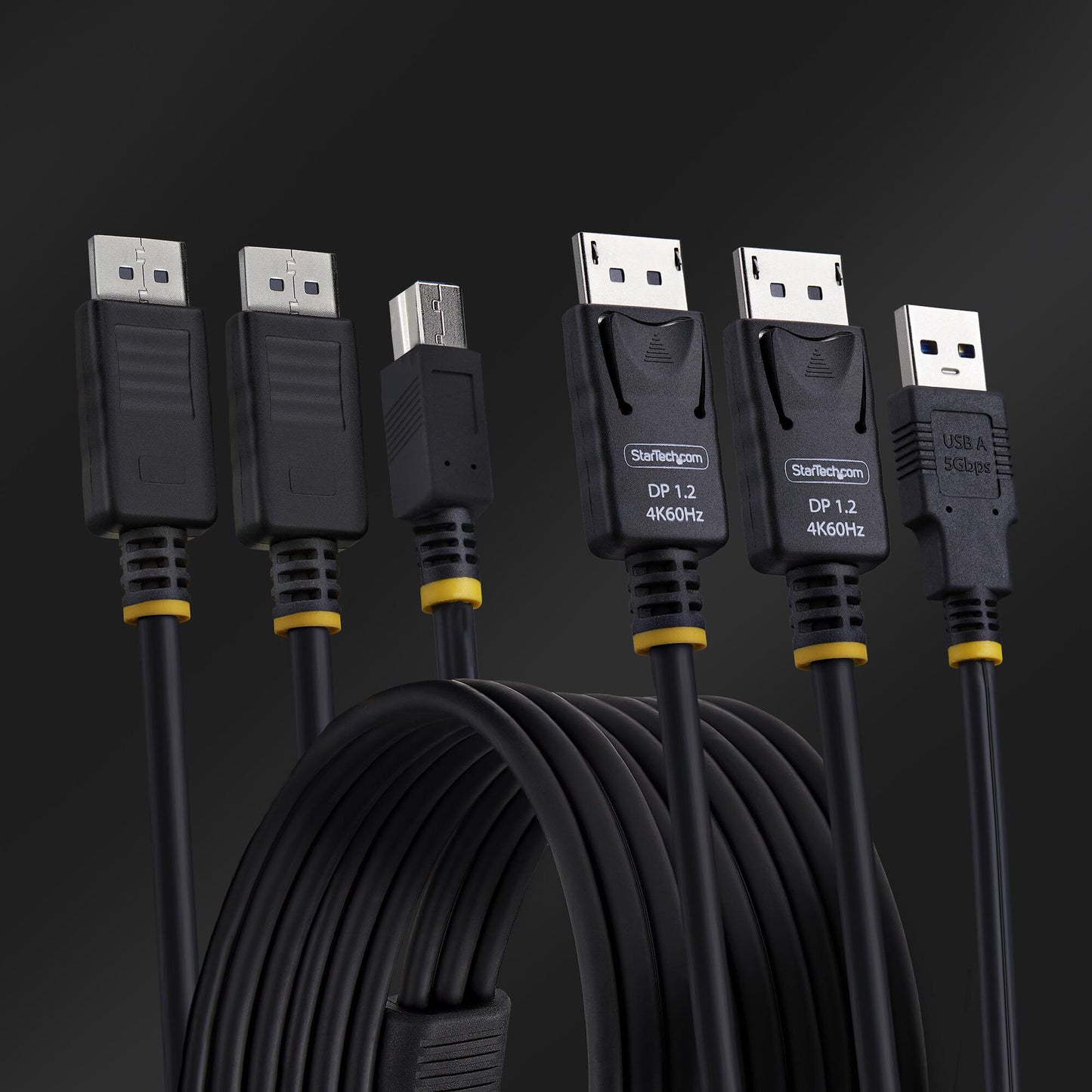 StarTech.com 6ft (1.8m) Dual-DisplayPort and USB 5Gbps KVM Cable, 4K 60Hz, Universally Compatible DP 1.2/USB 3.0 Combo Cable for Dual-Monitor KVM Switches