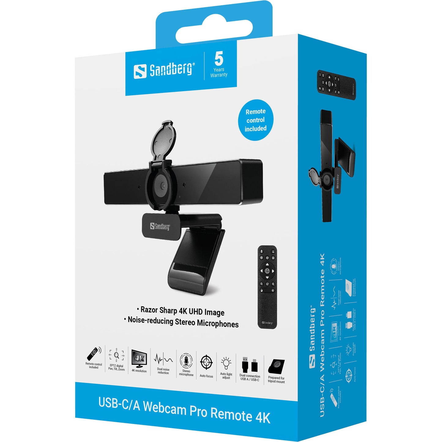 Sandberg USB-C/A Webcam Pro Remote 4K