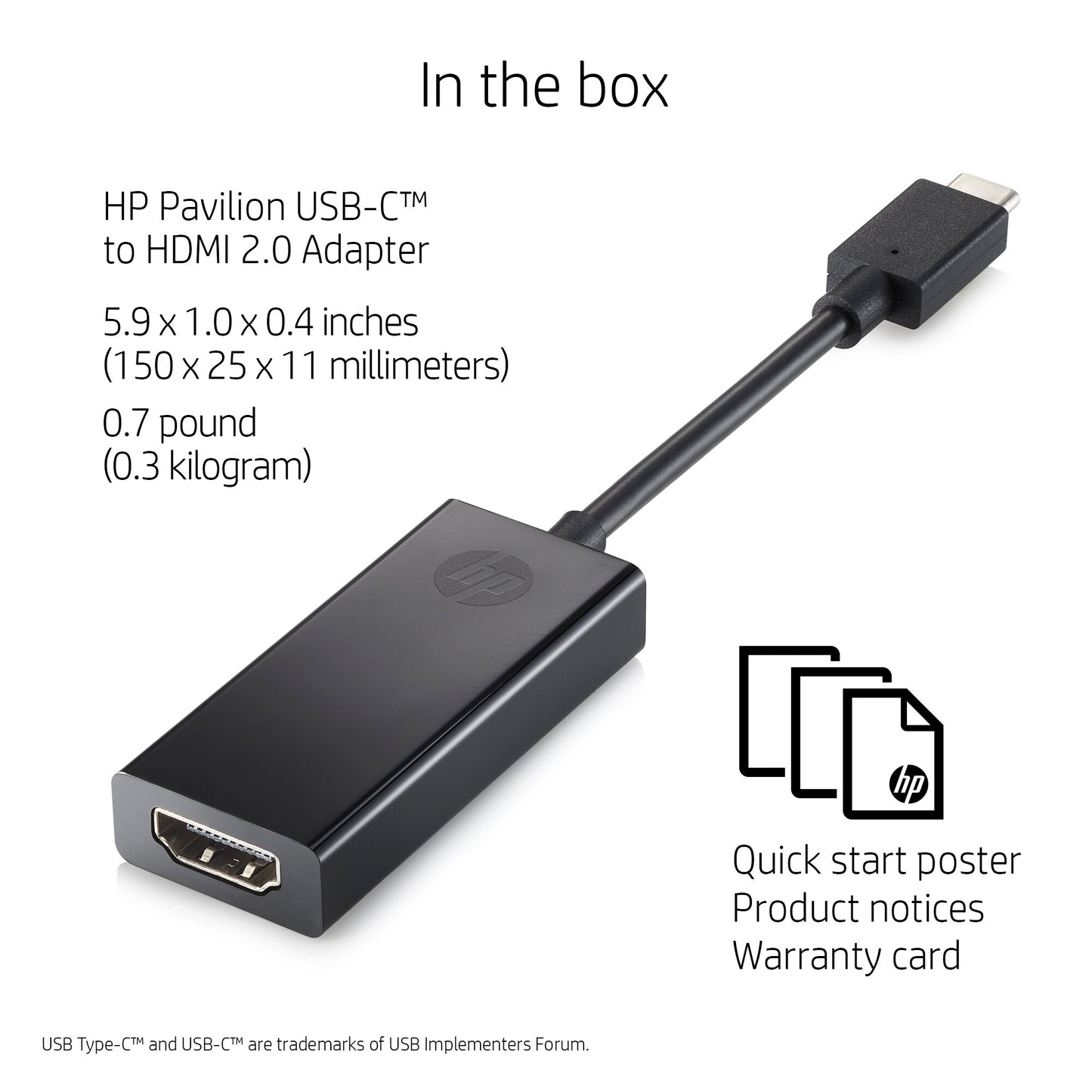 HP Pavilion USB-C to HDMI 2.0 Adapter Black