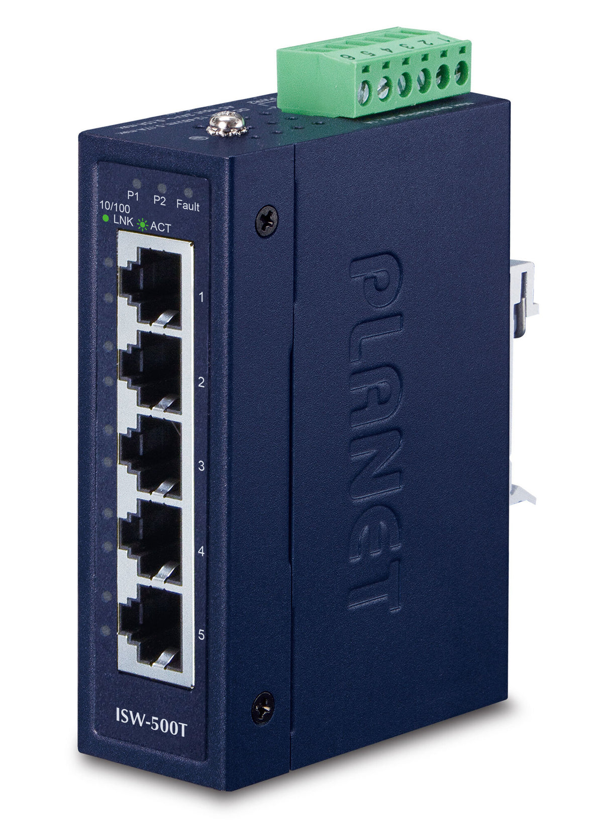 PLANET ISW-500T network switch, Unmanaged, 5-port, blue