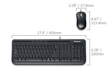 Microsoft Wired Desktop 600 keyboard Mouse included Universal USB QWERTY UK English Black