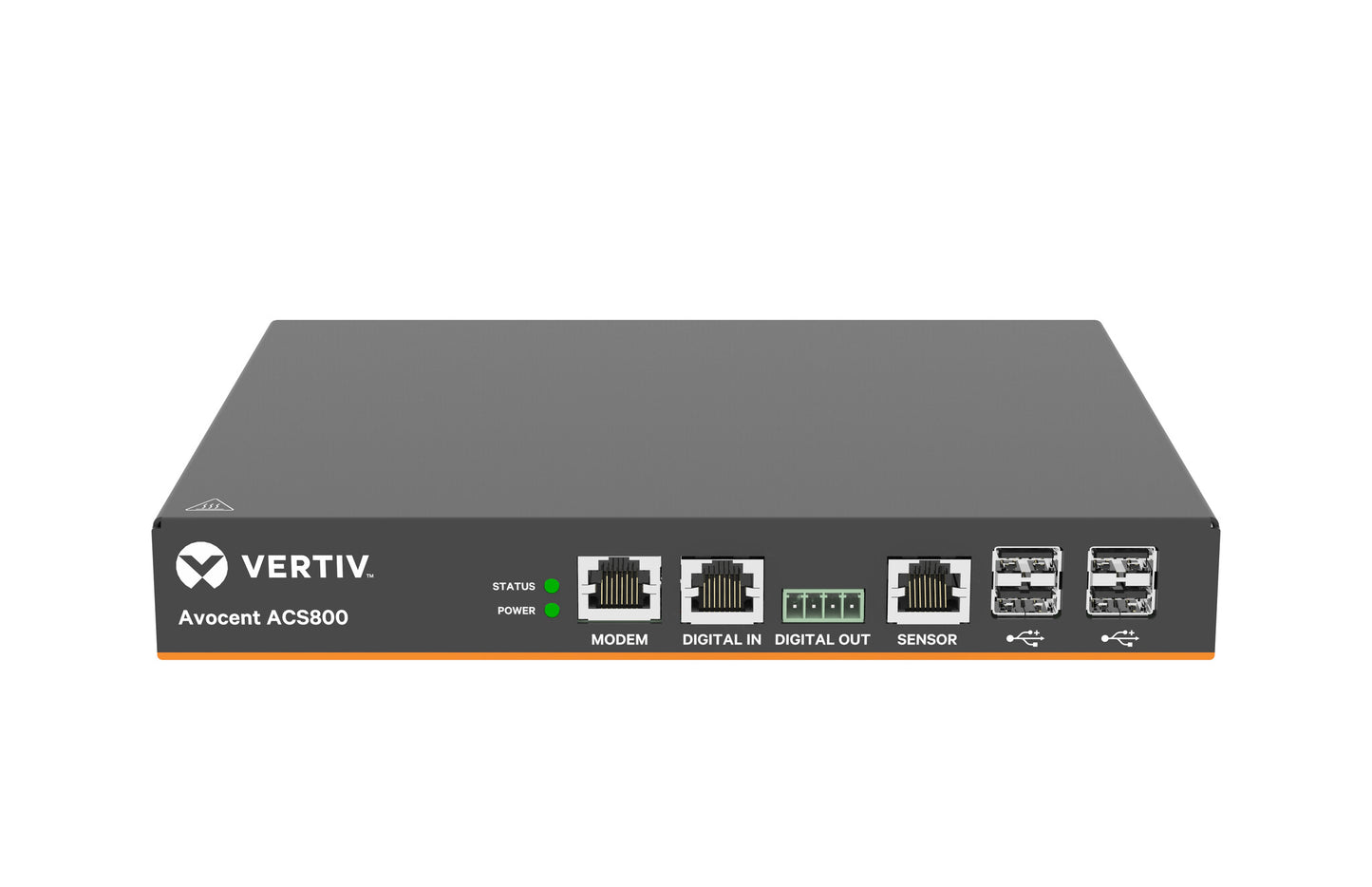 Vertiv Avocent 4-Port ACS800 Serial Console with analog modem, external AC/DC Power Brick - Jumper cord: Plug C14 to connector C13