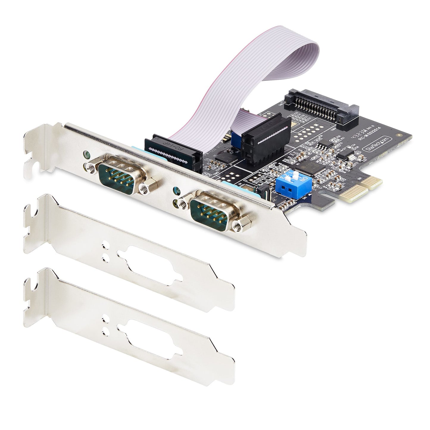 StarTech.com 2-Port Serial PCIe Card, Dual-Port PCI Express to RS232/RS422/RS485 (DB9) Serial Card, Low-Profile Brackets Incl., 16C1050 UART, Windows/Linux, TAA Compliant - Level-4 ESD Protection