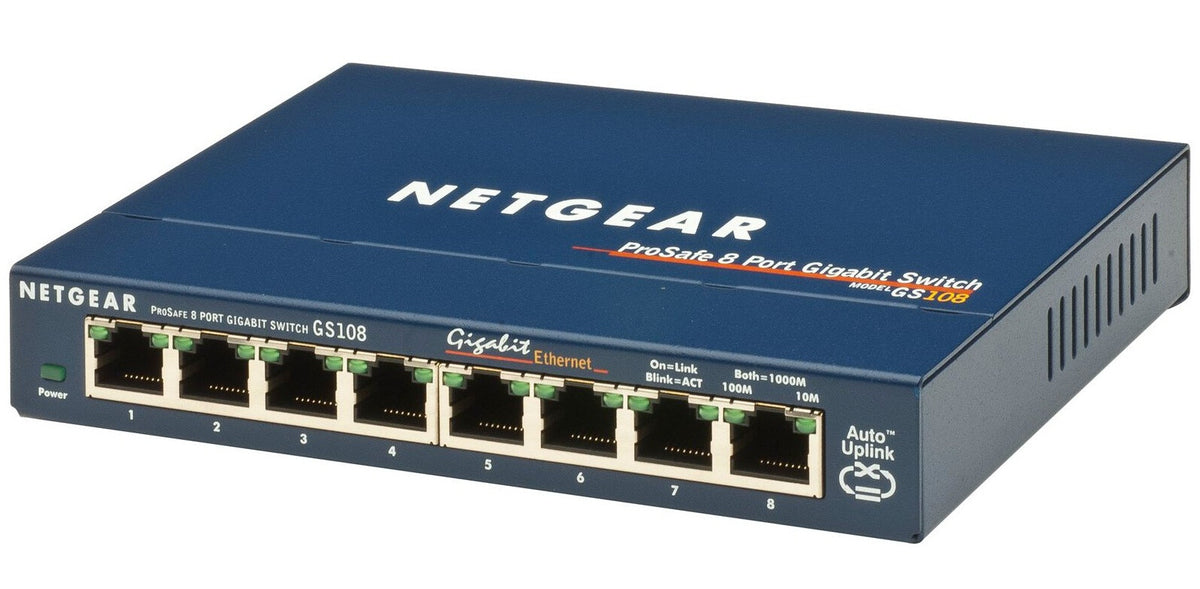 NETGEAR GS108 network switch, Unmanaged, 8-port