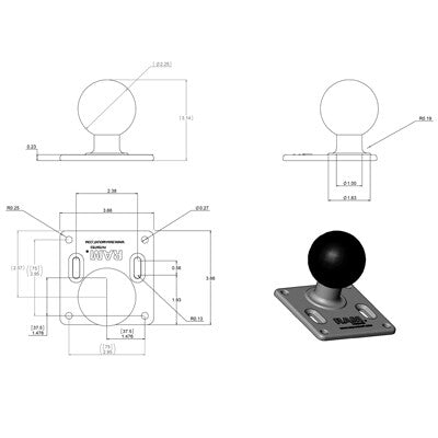 RAM Mounts 75x75mm VESA Plate with Ball
