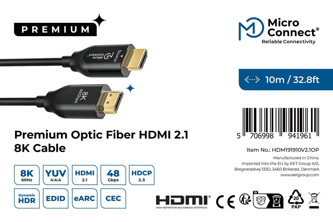 Microconnect Premium Optic HDMI Cable 10m