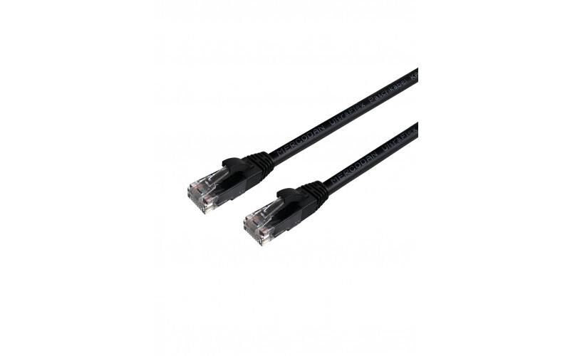 Mercodan UltraFlex Patchkabel KAT6 UTP, 10m, Sort, LSZH Halogenfri, AWG26, kobber, FLUKE testet networking cable Black Cat6 U/UTP (UTP) Round