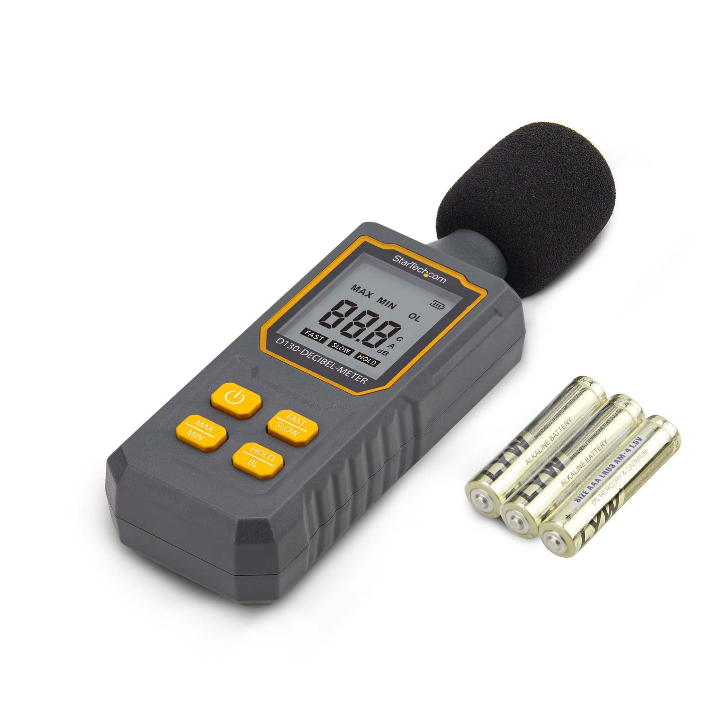 StarTech.com Handheld Digital Sound Meter w/Large LCD, Noise/Decibel Level Reader for Server Room/Office, Audio Monitor, 30-130dBA Range, Accurate Min/Max Readings