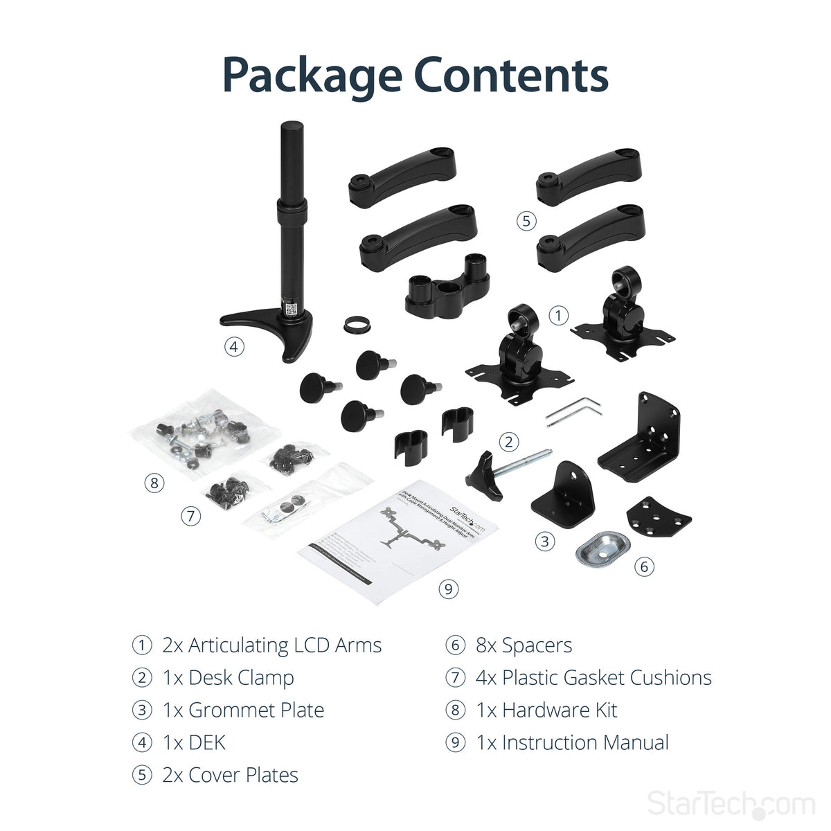 StarTech.com Desk-Mount Dual Monitor Arm - Articulating - For up to 24" (29.9lb/13.6kg) Displays