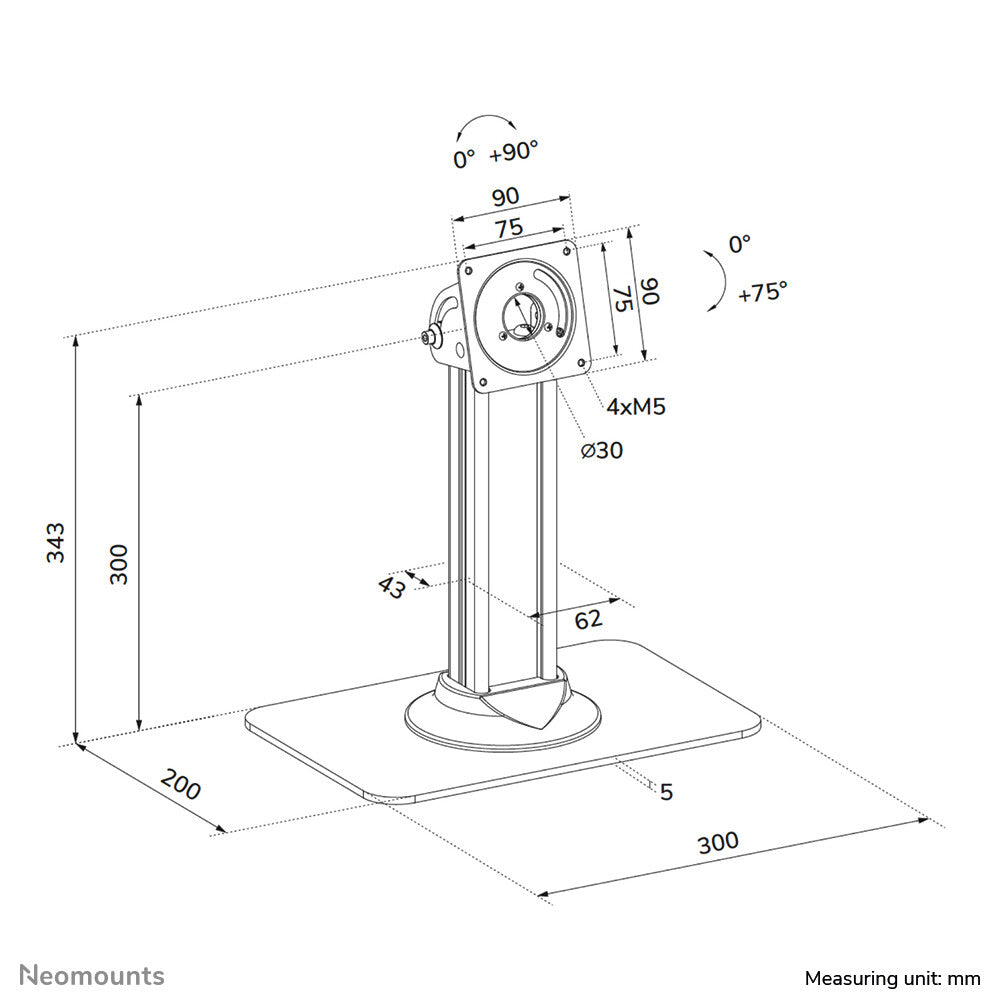 Neomounts DS15-631BL1 Tablet desk stand - max 3 kg | 6,6 lbs - lockable