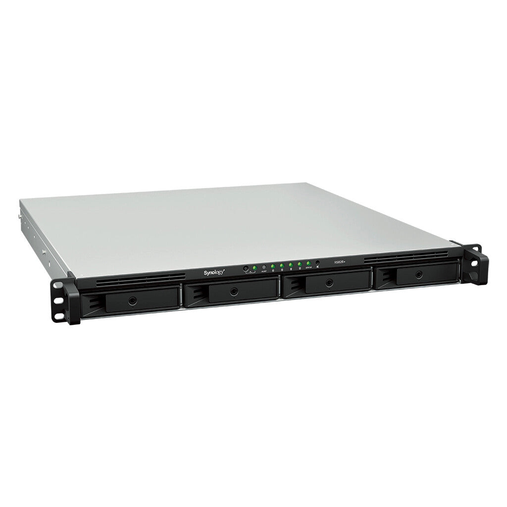 Synology RackStation RS826+ NAS/storage server Rack (1U) AMD Ryzen V1500B 4 GB DDR4 0 TB DiskStation Manager Black, Grey