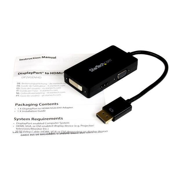 StarTech.com Travel A/V adapter: 3-in-1 DisplayPort to VGA DVI or HDMI converter