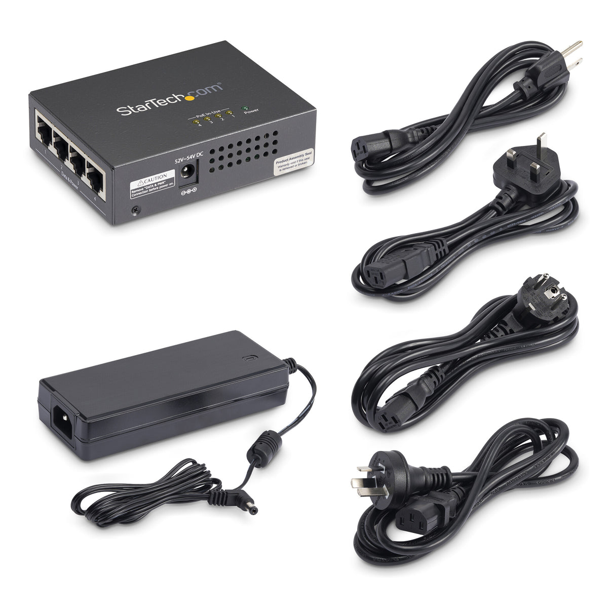 StarTech.com 4-Port Gigabit Midspan - PoE+ Injector - 802.3at/af - TAA