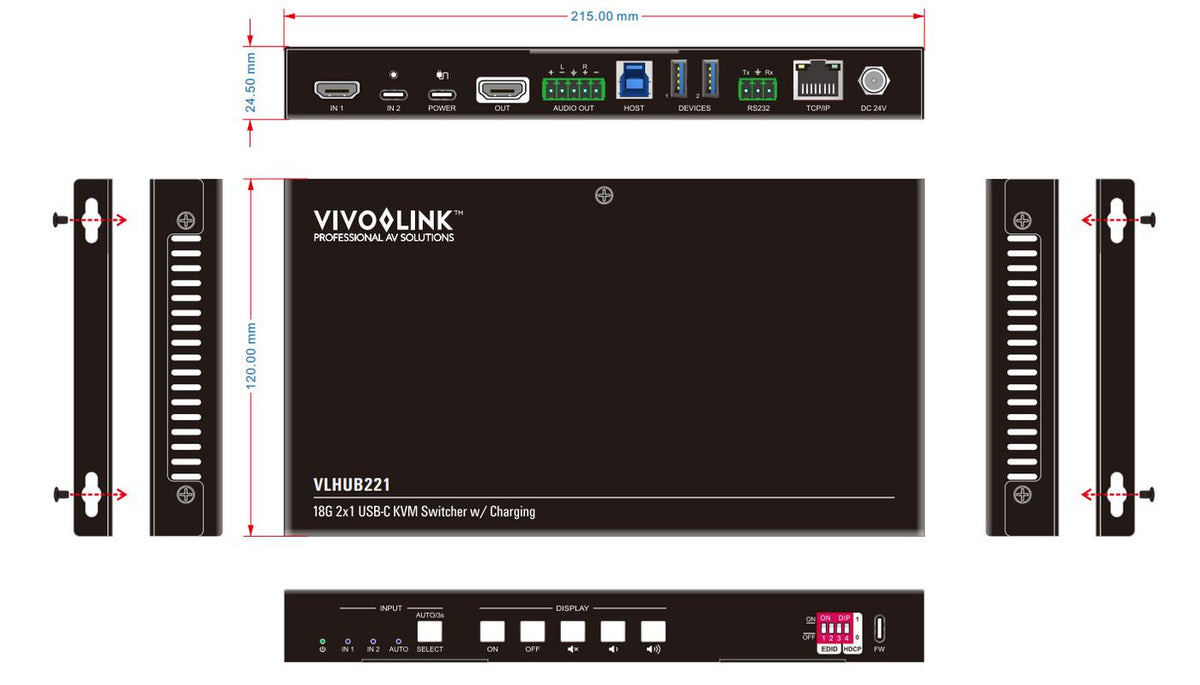 Vivolink VLHUB221 USB graphics adapter 3840 x 2160 pixels Black