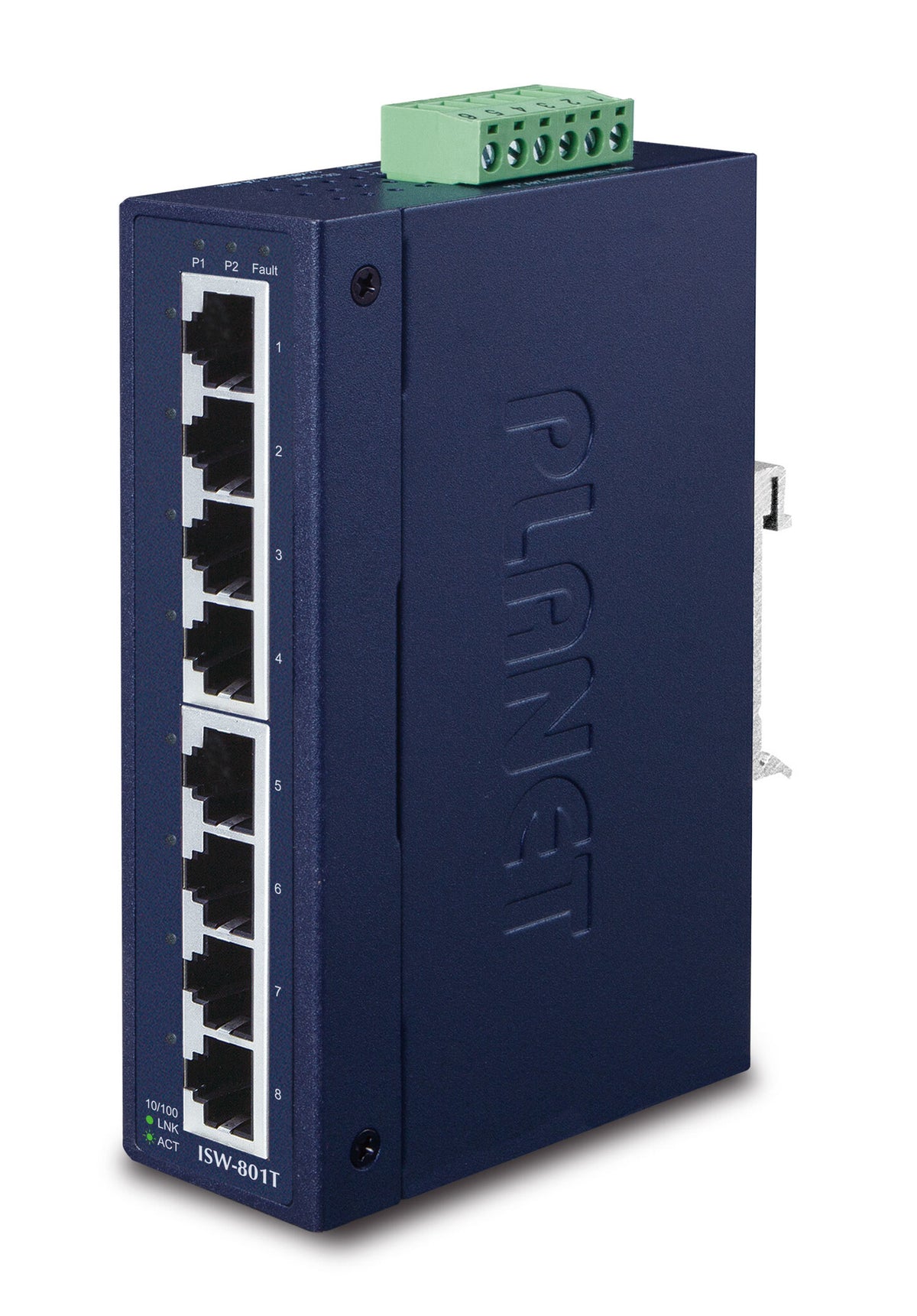 PLANET ISW-801T network switch, Unmanaged, 8-port, blue