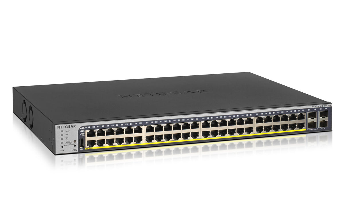 NETGEAR GS752TP network switch, Managed, 48-port, Power over Ethernet (PoE), black