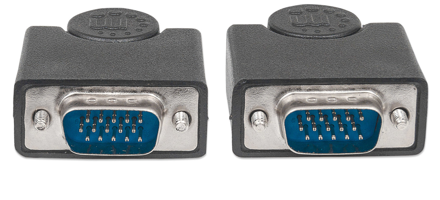 Manhattan VGA Monitor Cable, 1.8m, Black, Male to Male, HD15, Cable of higher SVGA Specification (fully compatible), Fully Shielded, Lifetime Warranty