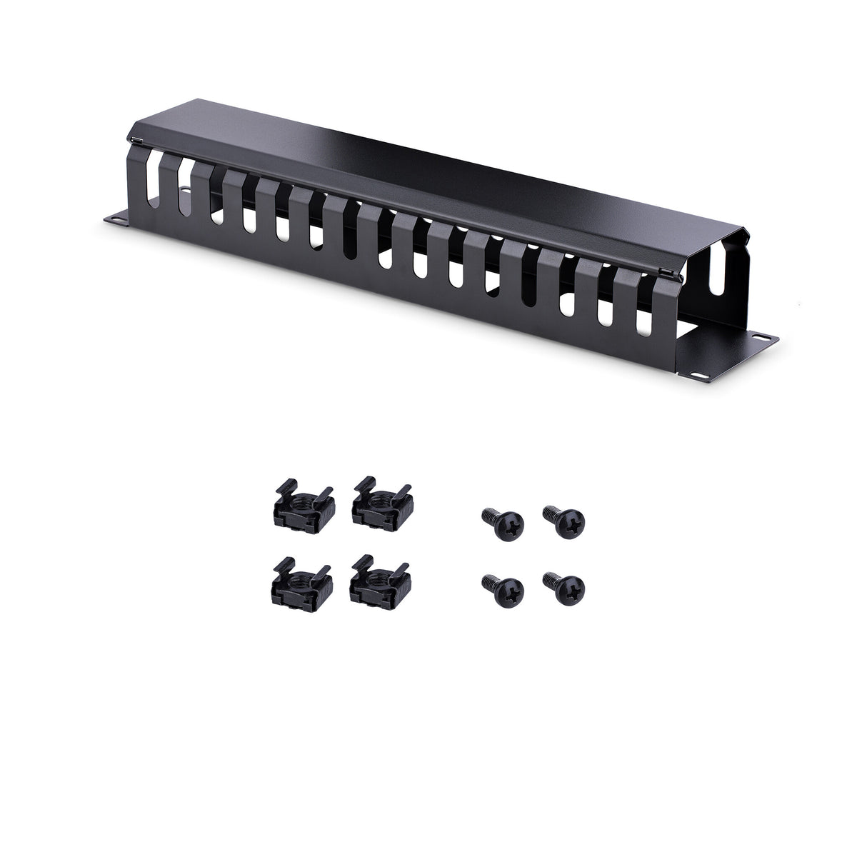 StarTech.com Horizontal 2U Server Rack Cable Management Finger Duct w/ Cover - 19" Network Rack Wire Duct Raceway Panel - Slotted Wire Duct