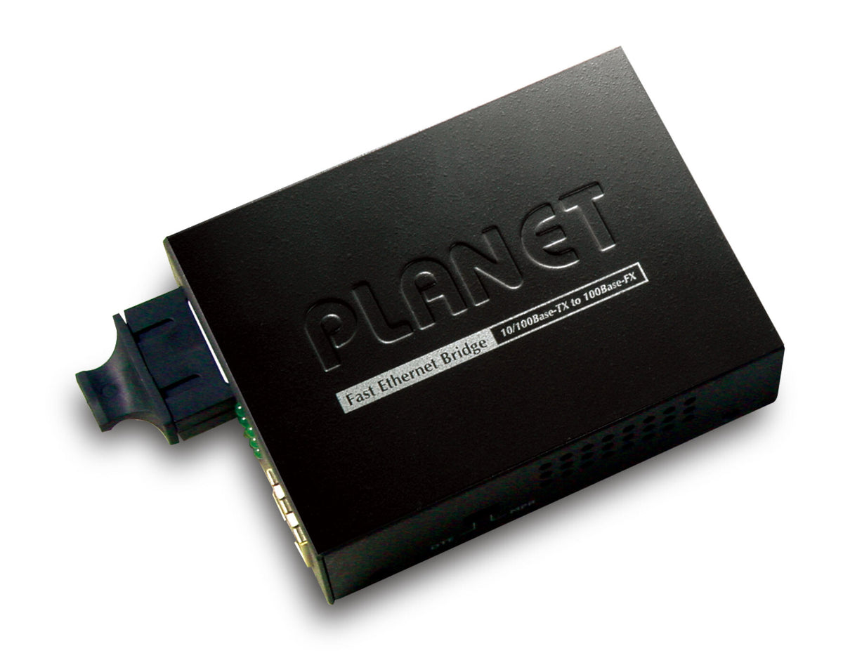 PLANET FT802S15 media converter, 100 Mbit/s, 1310 nm, Single-mode, black