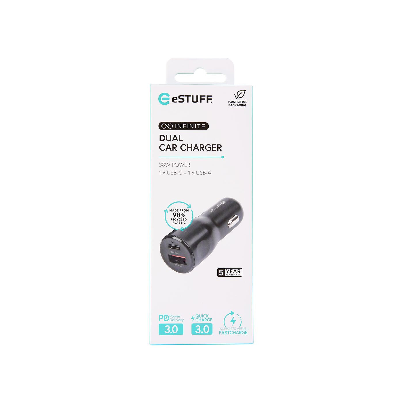 eSTUFF ES631031 mobile device charger Mobile phone Black Cigar lighter Fast charging Auto