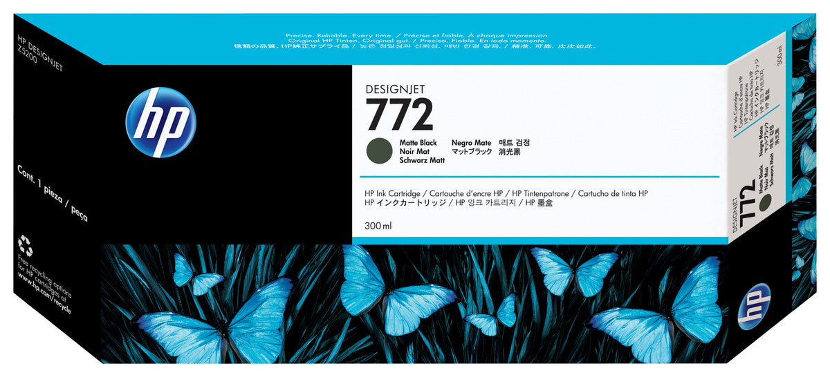 HP 772 matte black DesignJet ink cartridge, 300ml