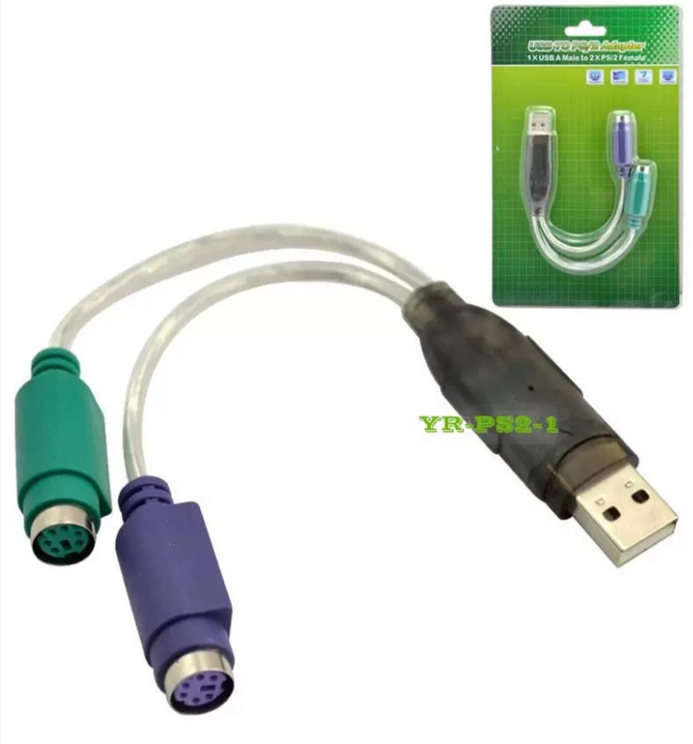 Microconnect USBA2PS2 PS/2 cable 0.3 m 2x 6-p Mini-DIN USB A Grey