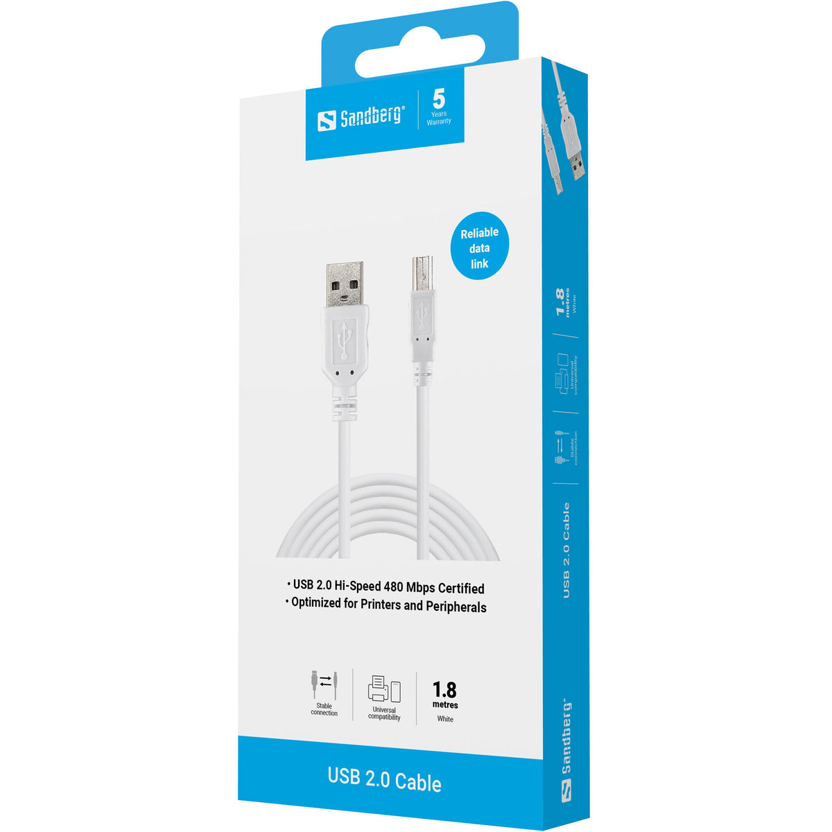 Sandberg USB 2.0 A-B Cable 1.8 m
