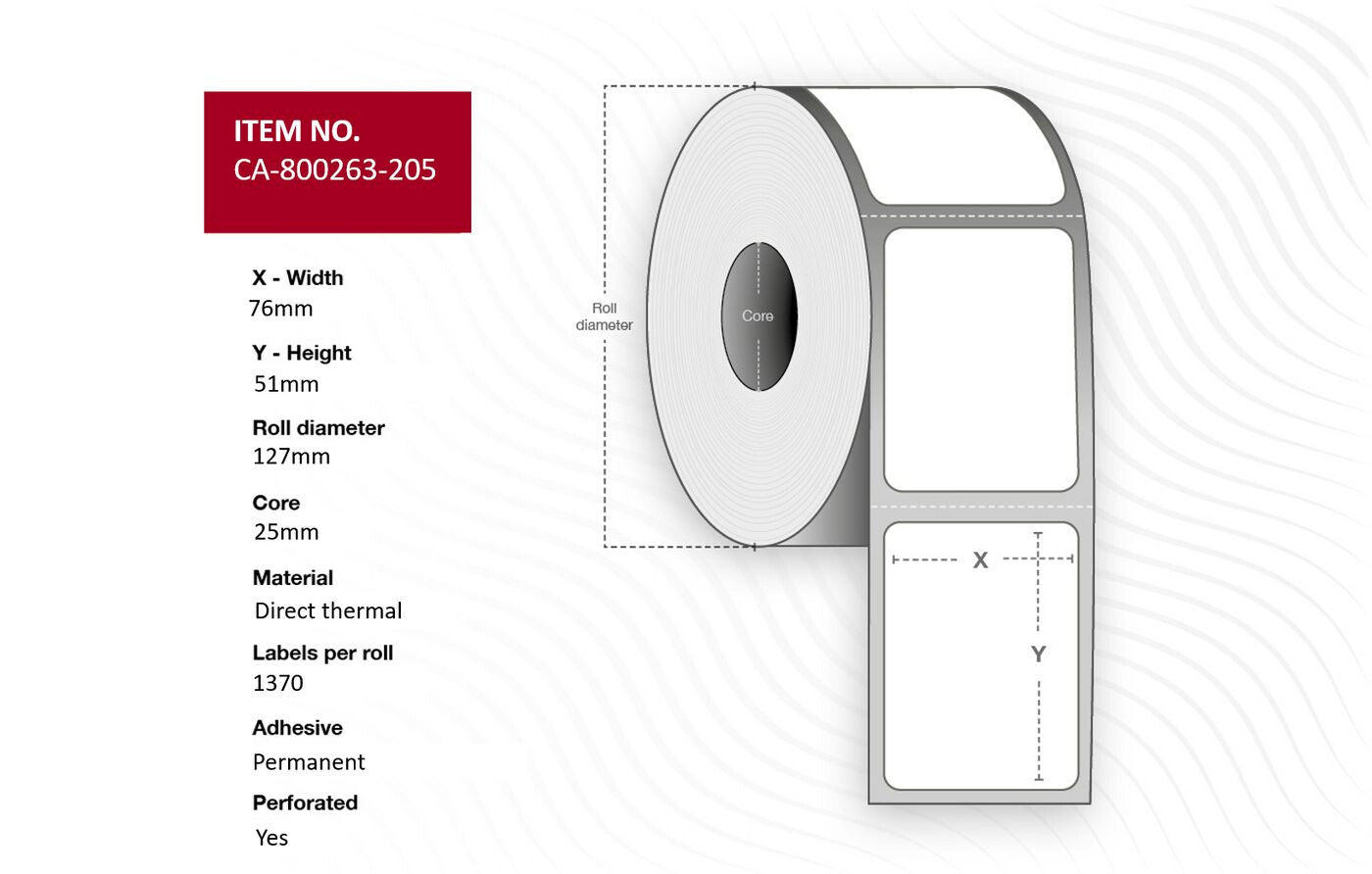 Capture CA-800263-205 printer label White