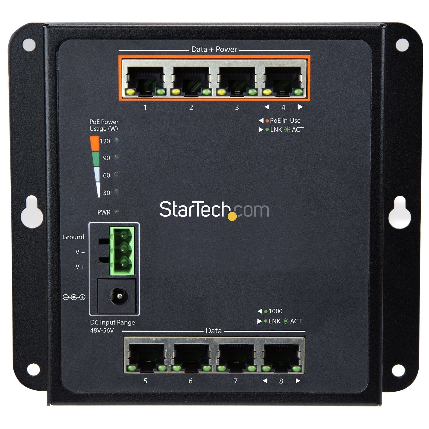 StarTech.com Industrial 8 Port Gigabit PoE Switch - 4 x PoE+ 30W - Power Over Ethernet - Hardened GbE Layer/L2 Managed Switch - Rugged High Power Gigabit Network Switch IP-30/-40C to +75C - TAA