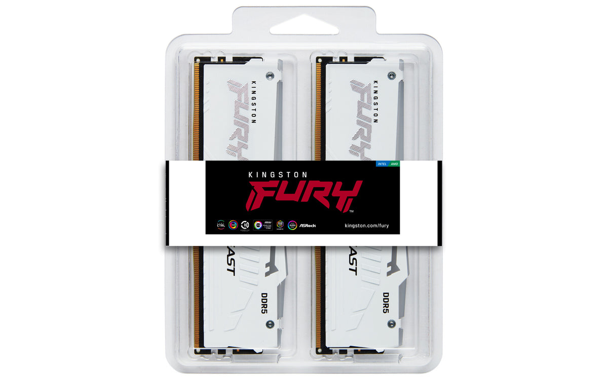 Kingston Technology FURY Beast 64GB 6000MT/s DDR5 CL30 DIMM (Kit of 2) White RGB EXPO