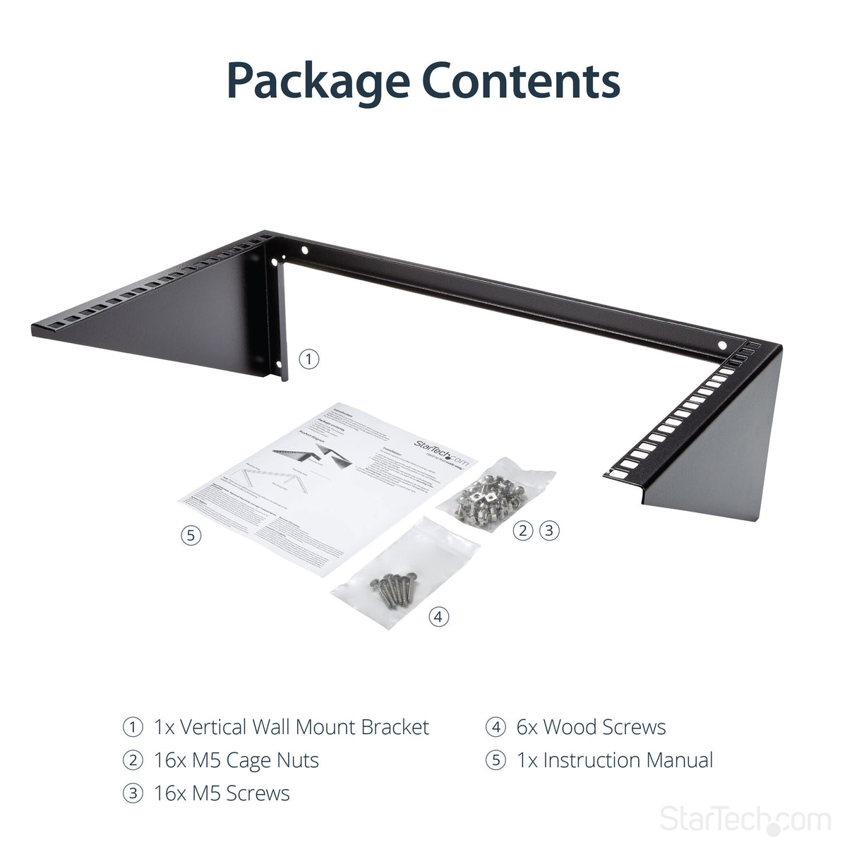 StarTech.com 6U Wall Mount Patch Panel Bracket – 19 in – Steel - Vertical Mounting Bracket for Networking and Data Equipment - TAA